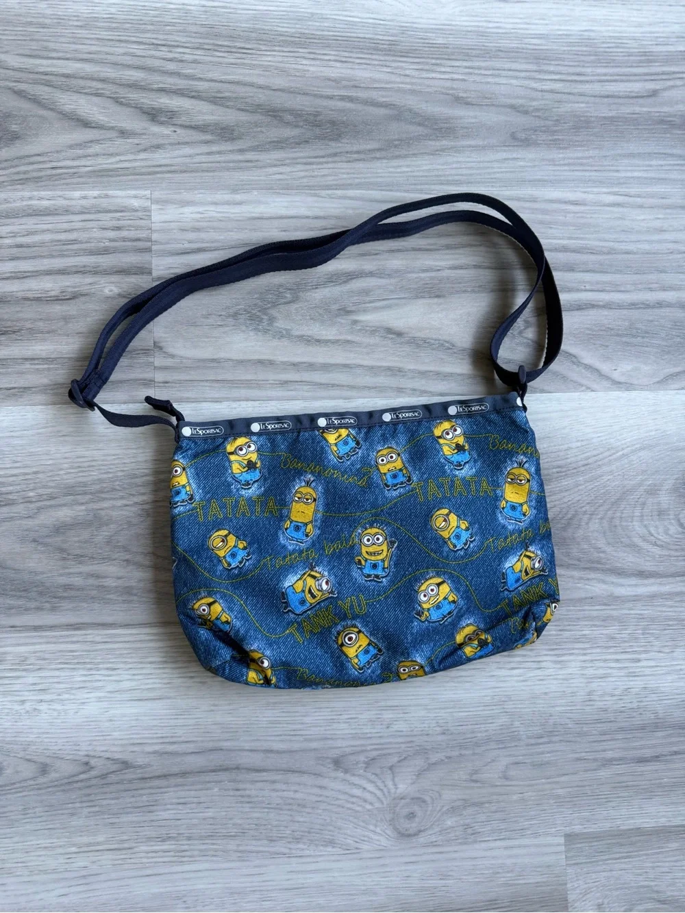Lesportsac Blue & Yellow Minions Denim-Print Crossbody